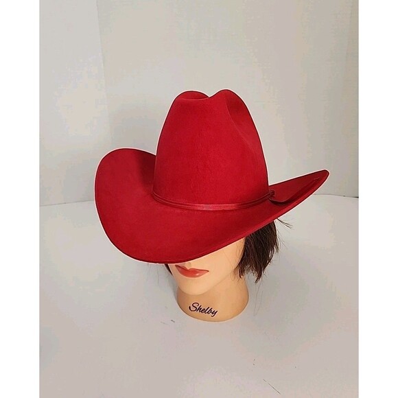 Red Cowboy Hat Size 6 3/4” Resistol Self-Conforming Felt Rodeo Western Cowgirl main image 6